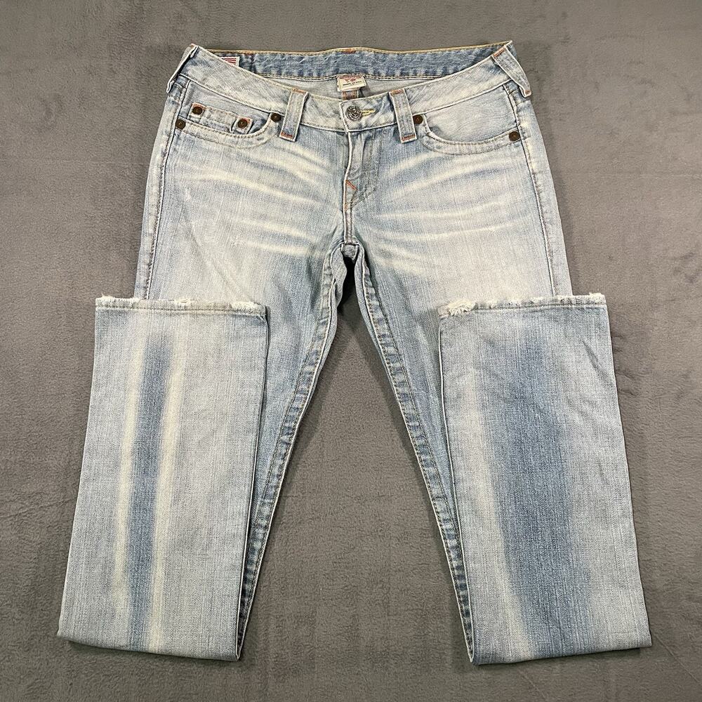 True Religion Johnny Women’s Jeans 29 Y2K Distressed Bootcut Made USA